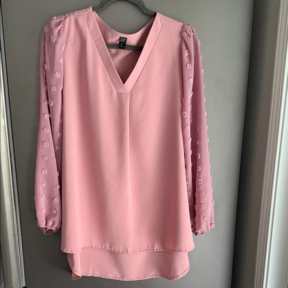 Elegant Pink V-Neck Tunic Top